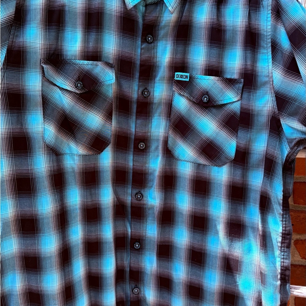 DIXXON Men’s Black & Blue Plaid Button-Down Shirt